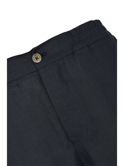 Pantalone in tela di lino Blu Alpha Studio | AU-5372Q1001